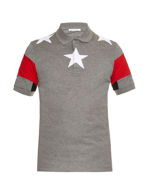 givenchy star polo grey|Givenchy embroidered polo shirt.